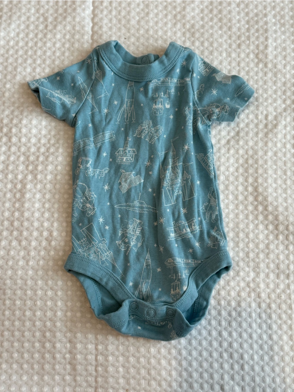 Blue Disney Print Baby One-Piece Bodysuit NWOT